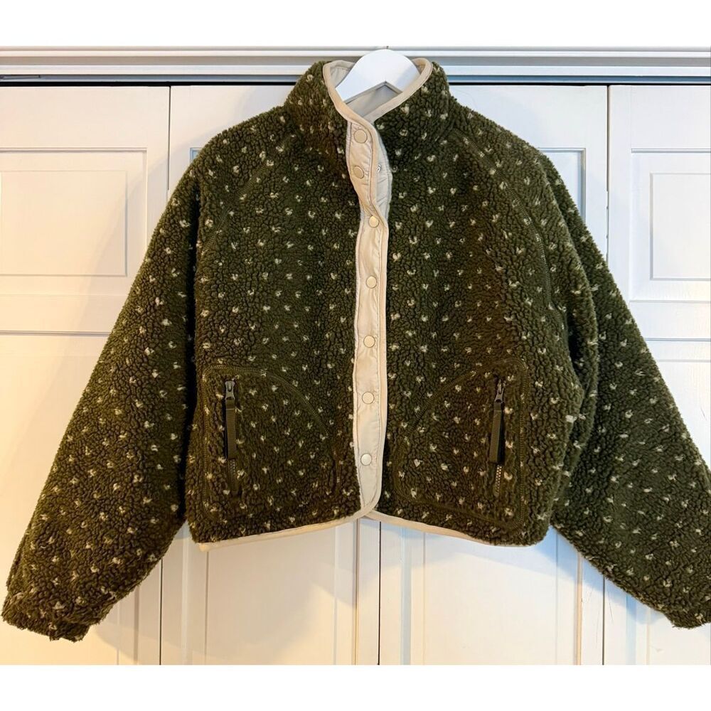 Blank NYC green printed Sherpa oversized jacket size M - Picture 3 of 10